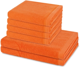 Möve Bliss 6 tlg. Frottier-Set - 4 X Handtuch (50 X 100cm), 2 X Duschtuch (67 X 140cm) - 500 - Orange