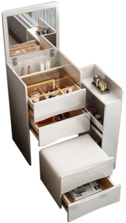 TWSOUL Schminktisch Mini-Schminktisch mit LED-Spiegel, Sideboard & Hocker, weiß, Einstellbare Beleuchtung,mit viel Stauraum