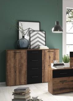 Kommode "Beta" Sideboard 132cm monastery Eiche schwarz