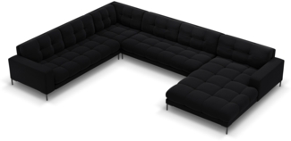 Micadoni Wohnlandschaft Mamaia 7-Sitzer Samtstoff Schwarz Metall schwarz Links