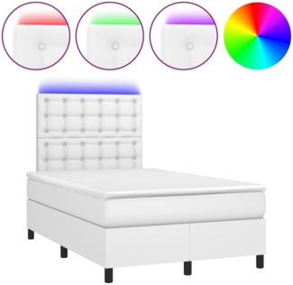 vidaXL Boxspringbett mit Matratze & LED Weiß 120x190 cm Kunstleder 3270294