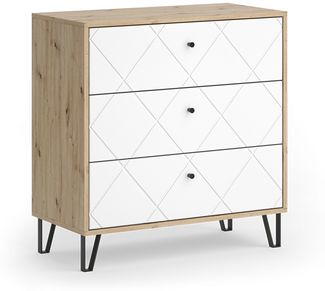 Kommode Nizza Artisan-Eiche 80.2 x 82.6 cm mit 3 Schubladen Vicco