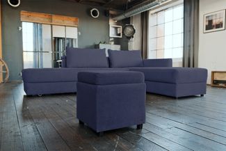 KAWOLA Hocker mit Stauraum IDA Stoff dunkelblau 45 x 45 x 45 cm