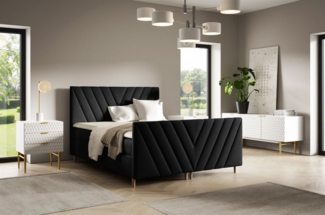 Boxspringbett Schlafzimmerbett CARLITO PREMIUM 120x220 cm Stoff Fresh Schwarz