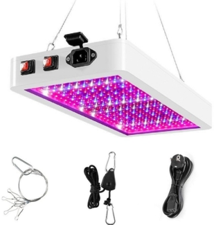 DOPWii Pflanzenlampe 216/312LEDs,Doppelschalter,60W/80W,mit verstellbarer Seilaufhängekette, 312LEDs, LED fest integriert, 3 Modi, 2 Ausführungen zur Auswahl – Pflanzenwachstumslicht.