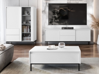 Wohnzimmer-Set Ozmi V (Farbe: Weiß)