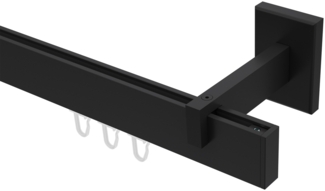 Innenlauf-Gardinenstangen-Set Smartline Paxo 240 cm (geteilt in 2 x 120 cm), 1-läufig, 14x35 mm Schwarz