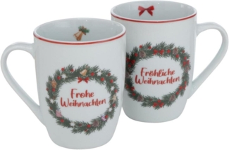 BOLTZE Geschirr-Set 2er Set Weihnachtstassen aus Porzellan Henkelbecher mit Spruch (2-tlg)