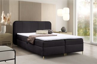 Boxspringbett Schlafzimmerbett AVERY PREMIUM 120x220 cm Stoff Magic Velvet Schwarz