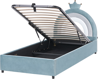 Kinderbett mit Stauraum Krone Samtstoff GRISETOT 90x200 cm Blau