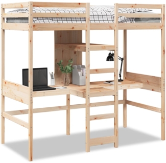 vidaXL Hochbett ohne Matratze 75x190 cm Massivholz Kiefer 3308550