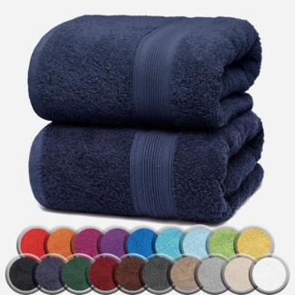 NatureMark Saunatuch Frottier Saunatücher 80x200cm, 100% Baumwolle (2-St), Premium Qualität SAUNATUCH Sauna-Handtuch, 80x200cm, Navy blau
