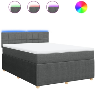 vidaXL Boxspringbett mit Matratze Dunkelgrau 140x190 cm Stoff 3289752