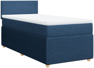vidaXL Boxspringbett mit Matratze Blau 90x200 cm Stoff 3287338