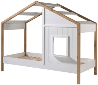 Landhausbett Kamilah 210x97x170 Massivholz+MDF Oak/Weiß