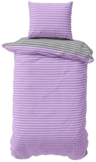 Visaggio Bettwäsche Baumwolle 135x200, 155x200, 155x220, 200x200, 200x220 oder 240x220, Renforcé, 2 teilig, Stripe Wendebettwäsche Streifen, mit Reißverschluss