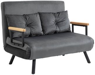 HOMCOM Schlafsofa Polstersofa mit Verstellbarer Rückenlehne, Zweisitzer, Relaxsessel 1 Teile, für Wohnzimmer, Dunkelgrau