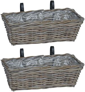 vidaXL Hängender Blumentopf Korb 2 pcs Grau 48 x 22 x 15 cm 42020967