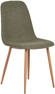 Esszimmerstuhl, Bouclé, dunkelgrün, holzähnliche Beine, HN1236