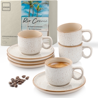 SÄNGER Espressotassen Set Rio Creme 8 teilig für 4 personen