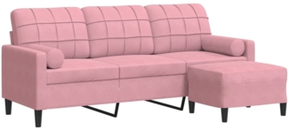 vidaXL 3-Sitzer-Sofa mit Hocker Rosa 180 cm Samt 3278270