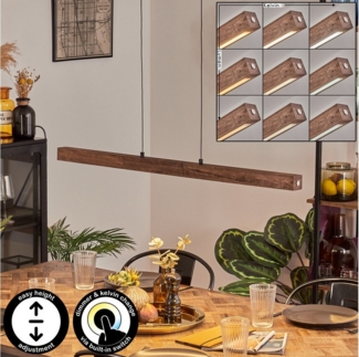 hofstein Pendelleuchte dimmbare Hängelampe aus Metall/Holz/Kunststoff in Schwarz/Dunkelbraun, LED wechselbar, 3000-6000 Kelvin, skandinavisches Design, Touchdimmer, LED 24 Watt, 2550 Lumen