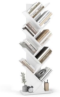 VASAGLE Standregal in Baumform, Bücherregal, 20 x 38 x 115,2 cm, weiß