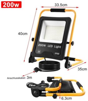 FIVMEN LED Flutlichtstrahler LED Baustrahler mit 3M Kabel LED Fluter Arbeitsscheinwerfer, für Innen-und Außenbereich,Garage, Baustelle, Sportplatz