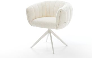 Drehstuhl Jada-Flex Bouclé Weiß Kreuzgestell breit Weiß 360° drehbar Wippfunktion Taschenfederkern