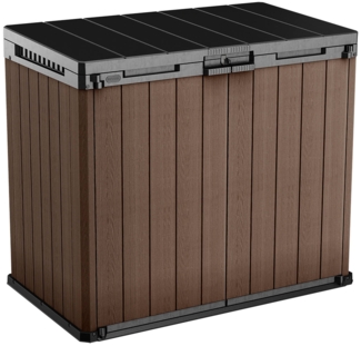 Dmora Gartenschrank Napanee, Gartenmöbel, Mehrzweck-Gartenschrank, Container für Balkon oder Garage, 140x80 h120 cm, Braun