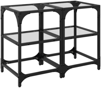 Couchtische, Sofatische mit Glasplatte 2 Stk. Transparent 30 x 30 x 45 cm Stahl