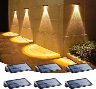 PODOFO LED Solarleuchte Solar lampen für Außen Garten mit 4 LED IP65 Wasserdichte 2/4/6 Stücke, warmes licht, LED