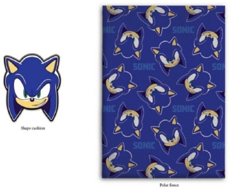 Sonic Schlafset – Gemütliche Kinderdecke mit Kissen für Zuhause & Reisen 140x100 cm