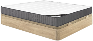 Vente-unique - Taschenfederkernmatratze-Bettgestell-Set - 180 x 200 cm - Hybridmatratze - 7 Zonen - Hochelastischer Kaltschaum - Stärke 26 cm - Holzfarben hell - AUDACE von PALACIO