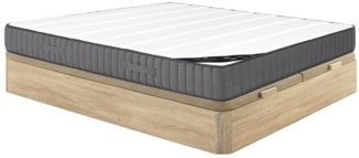 Vente-unique - Taschenfederkernmatratze-Bettgestell-Set - 180 x 200 cm - Hybridmatratze - 7 Zonen - Hochelastischer Kaltschaum - Stärke 26 cm - Holzfarben hell - AUDACE von PALACIO