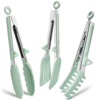 NUODWELL Grillzange 3er Grillzange Küchenzange Spaghettizange Set aus Silikon & Edelstahl