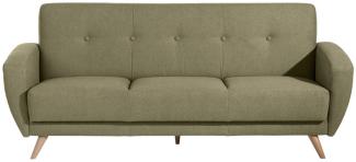 Jerry Sofa 3-Sitzer mit Bettfunktion Samtvelours Olive Buche Natur