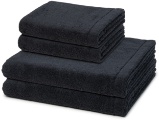 Cawö Lifestyle 4 tlg. Frottier-Set - 2 X Handtuch (50 X 100cm) und 2 X Duschtuch (70 X 140cm) - 520 g/m2 - Schwarz