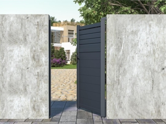Vente-unique - Gartentor Flügeltor - Aluminium - 103x181 cm - Anthrazit - VIAZO