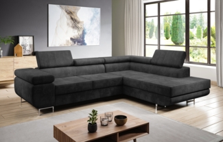 AX LIVING Couch L Form Kanya Grau 275cm mit Bettfunktion & Stauraum R