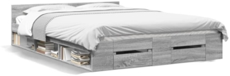 vidaXL Bettgestell mit Schubladen Grau Sonoma 140x190 cm Holzwerkstoff 3280767