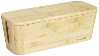 Navaris Aufbewahrungsbox Bambus mit Deckel - Organizer für Kabel 32 x 12 x 11 cm (1 St)