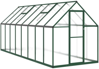 vidaXL Gewächshaus mit Fundamentrahmen Grün 445x169x195 cm Aluminimum 3266333
