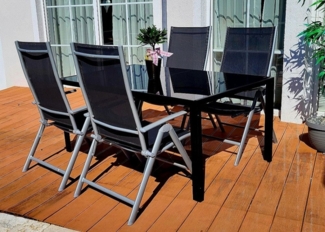 BruKa Gartentisch Sitzgruppe POETTO 4 Personen Aluminium Gartenmöbel Tisch, Stühle Terrasse Stuhl