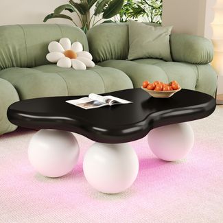 Couchtisch aus MDF mit LED-Farbwechsel, 95x62,5x32 cm, Schwarz/Weiß