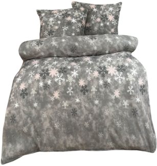 Leonado Vicenti Bettwäsche Winter flauschig warm, Fleece, 2 teilig, Thermofleece kuschelig weich, Schneeflocken
