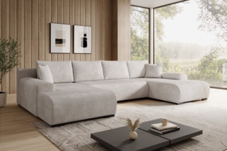 storez24 Ecksofa Ellen U, mit Bettkasten und Schlaffunktion, Cordstoff, U-Form, bequem
