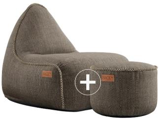 RETROit Cobana Outdoor Sitzsack Loungsessel mit Hocker – Sparset braun