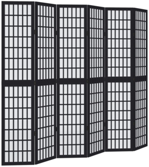 vidaXL 6-tlg. Paravent Schwarz Massivholz Paulownia 358779