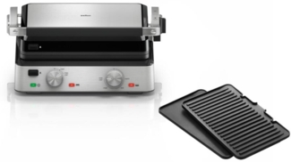 Braun 'CG 7020' Kontaktgrill, Edelstahl silber / Gusseisen schwarz, 2000 Watt, 17,3 x 36,5 x 31,5 cm